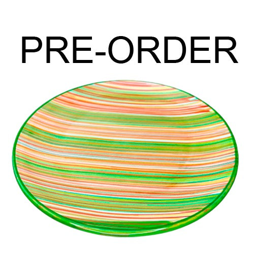 Tallerken, middag u/kant - Ø 28 cm, Gibraltar L, Deco 6, kant lys grøn, Mate, Håndmalet Spansk keramik | Casa Jada