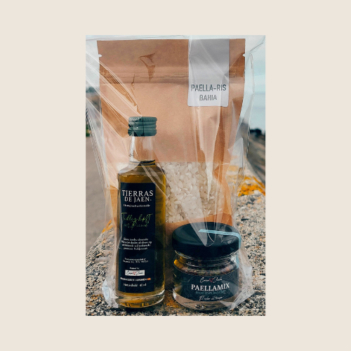 Paella-ris sæt m. ekstra jomfruolivenolie og krydderimix m. safran - nok til 2| Casa Jada
