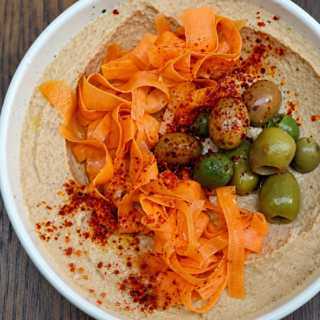 Hummus med oliven
