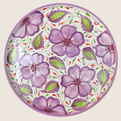 Round dish, Ø 33.5 cm, Almáchar purple, hand-painted Spanish ceramics