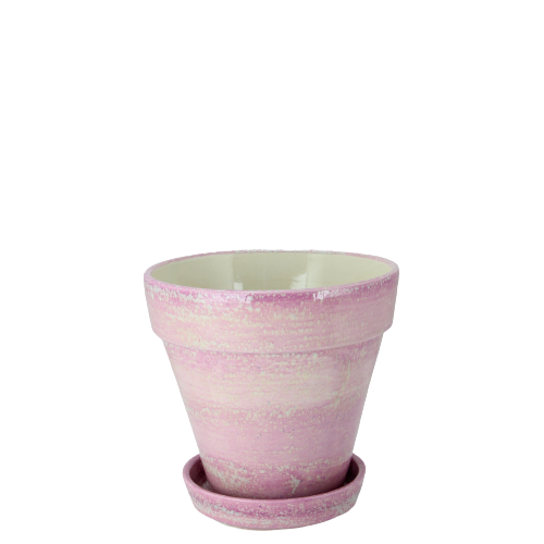 Urtepotte med underskål, Ø 16,5 cm, Rústico, Lila - Ensfarvet | Casa Jada