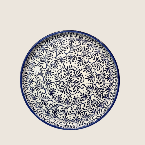 Round dish w/rim, Malaga, hand-painted Spanish ceramics